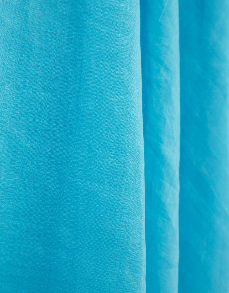 Turquoise blue ramie sleeveless midi dress | Roberto Verino