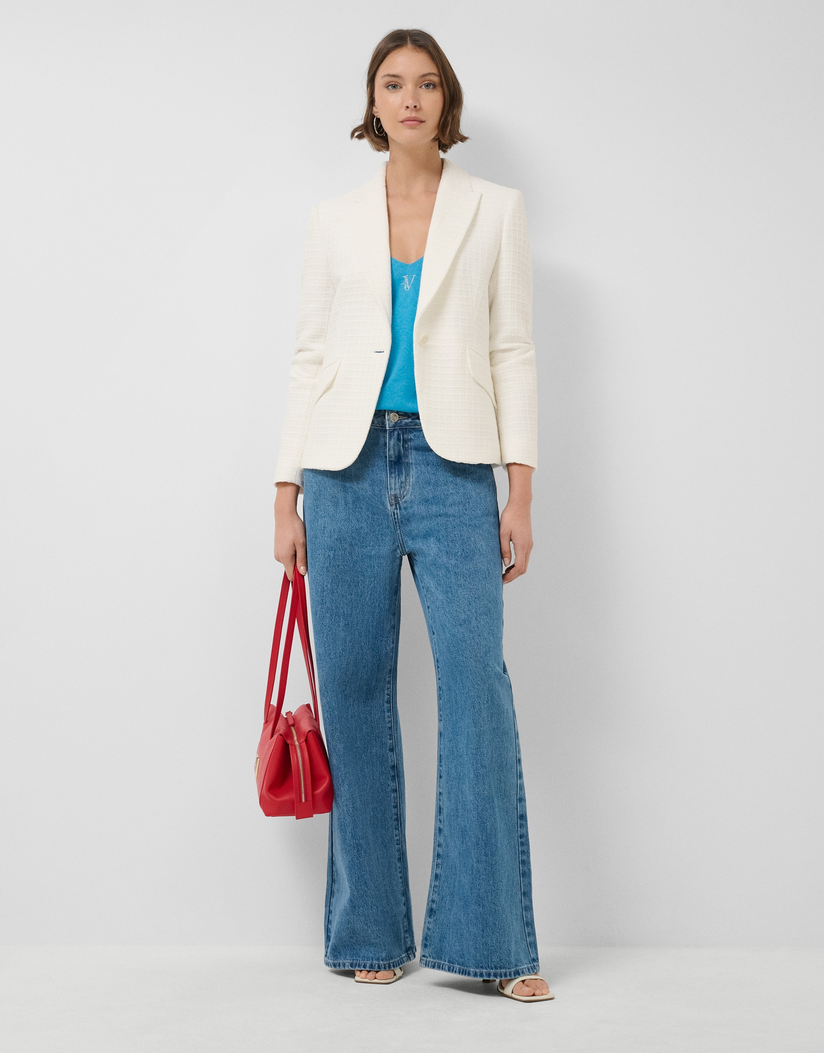 Short white shiny weave jacket - Woman - SS2026 | Roberto Verino