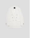 Off-white linen blend double-breasted jacket | Roberto Verino
