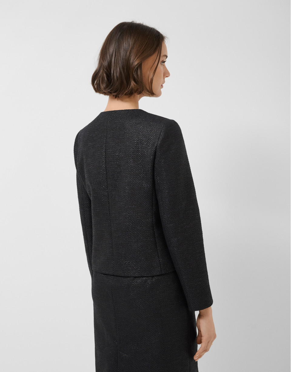 Short black woven jacket - Woman - SS2026 | Roberto Verino