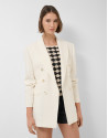 Off-white linen blend double-breasted jacket | Roberto Verino
