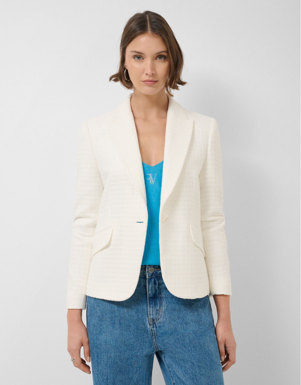 Short white shiny weave jacket - Woman - SS2026 | Roberto Verino