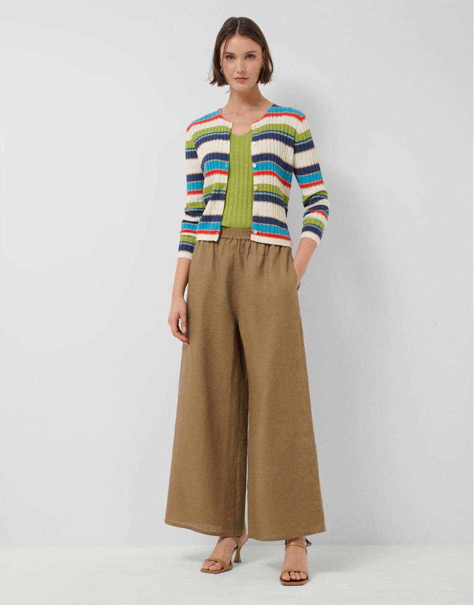 Multicoloured horizontal striped knit cardigan | Roberto Verino
