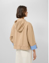 Camel technical fabric jacket with blue interior | Roberto Verino