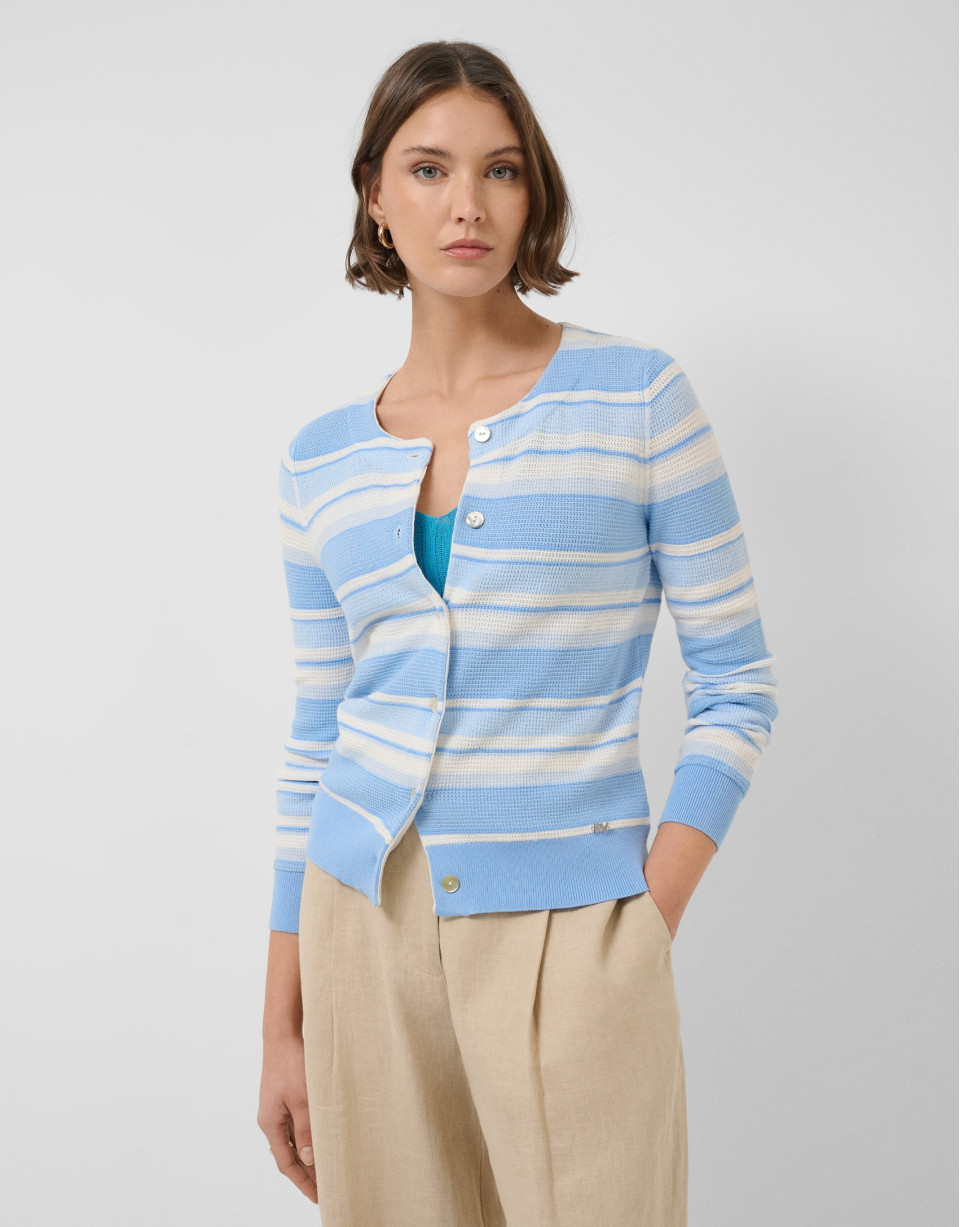 Horizontal striped cardigan in shades of blue | Roberto Verino