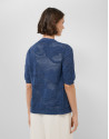 Short-sleeved jacket with navy blue floral ... | Roberto Verino