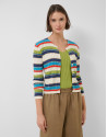 Multicoloured horizontal striped knit cardigan | Roberto Verino