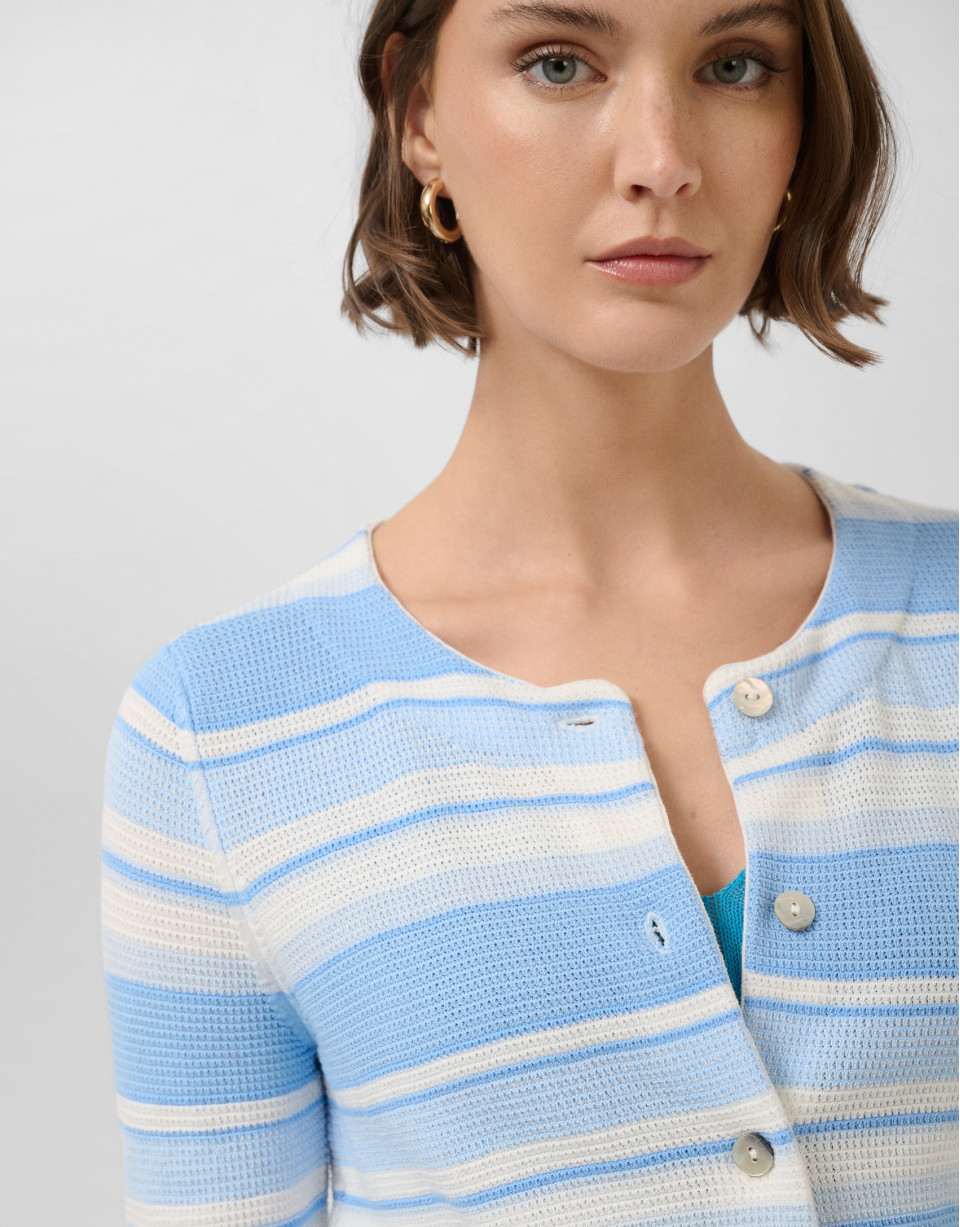 Horizontal striped cardigan in shades of blue | Roberto Verino