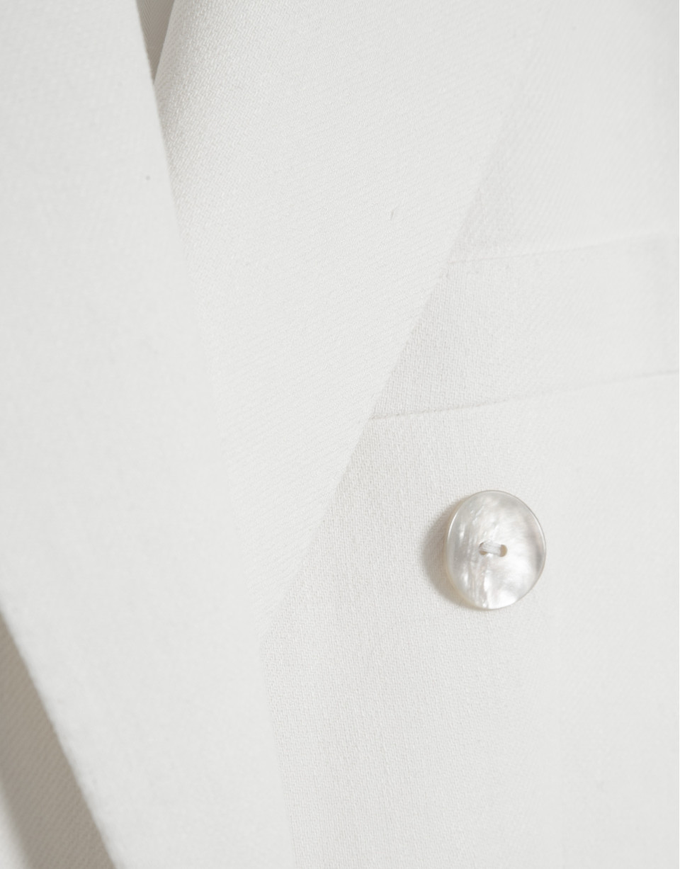 Off-white linen blend double-breasted jacket | Roberto Verino