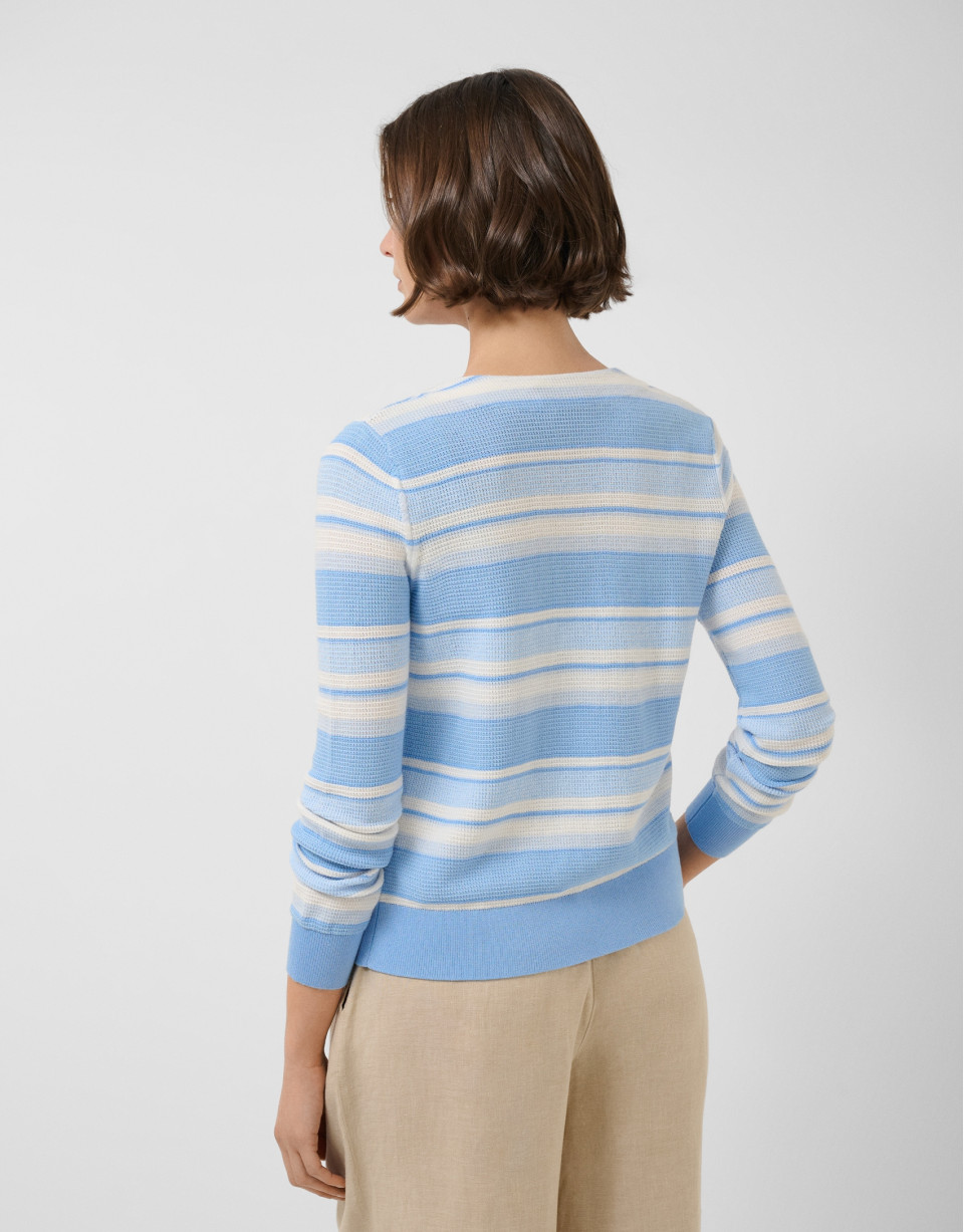 Horizontal striped cardigan in shades of blue | Roberto Verino