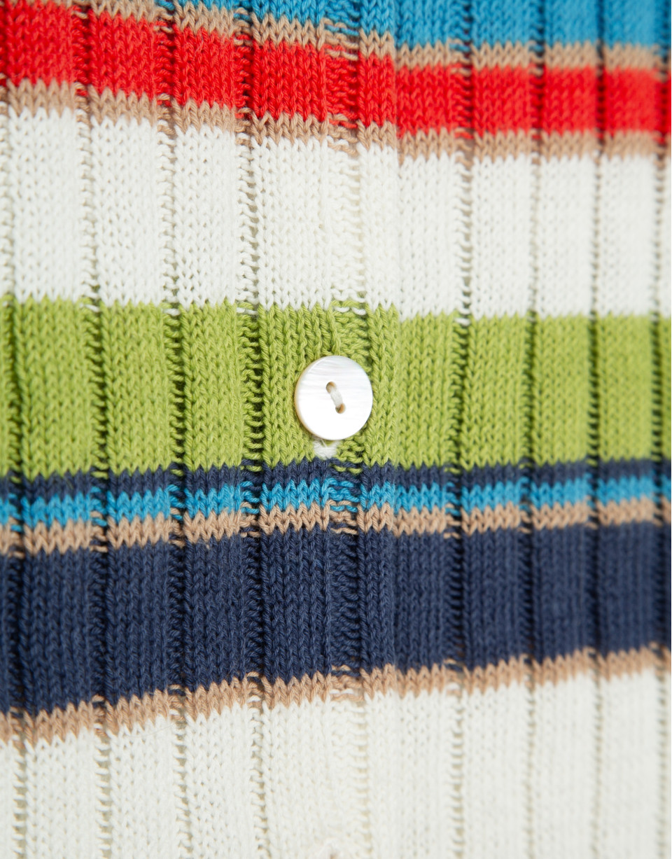 Multicoloured horizontal striped knit cardigan | Roberto Verino