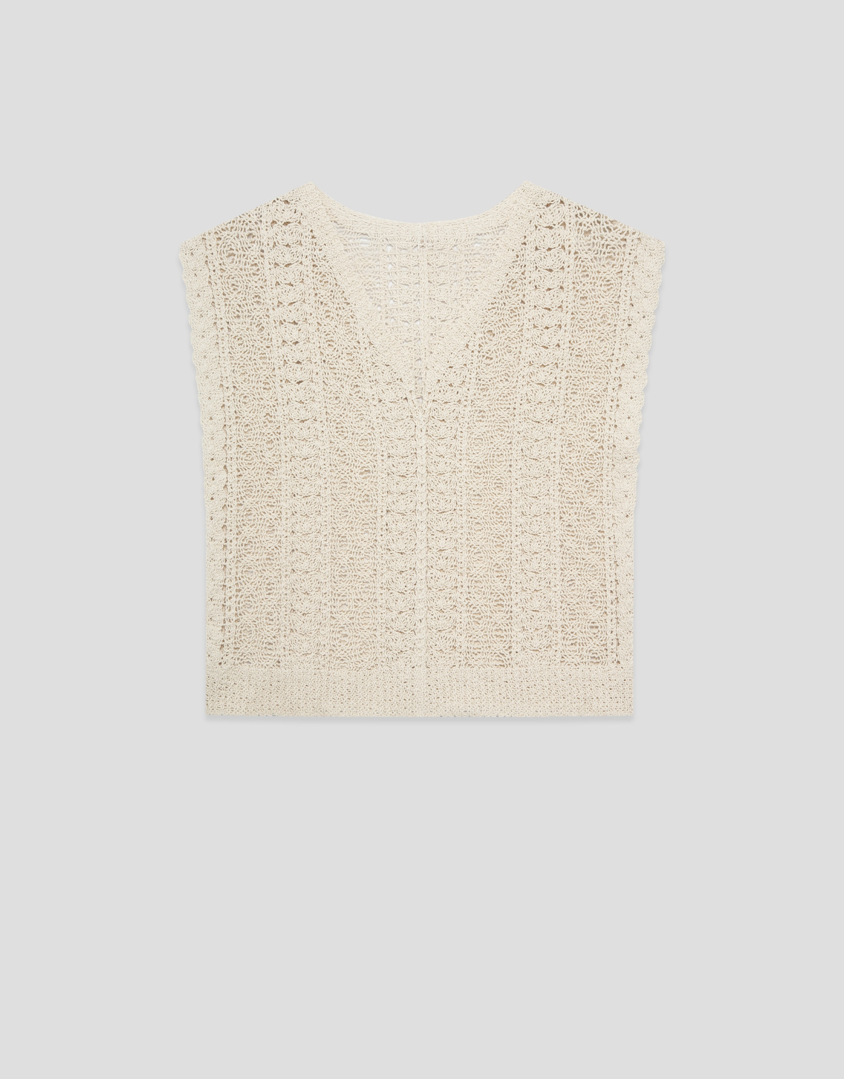 Beige vest-style top with textured knit - Woman | Roberto Verino