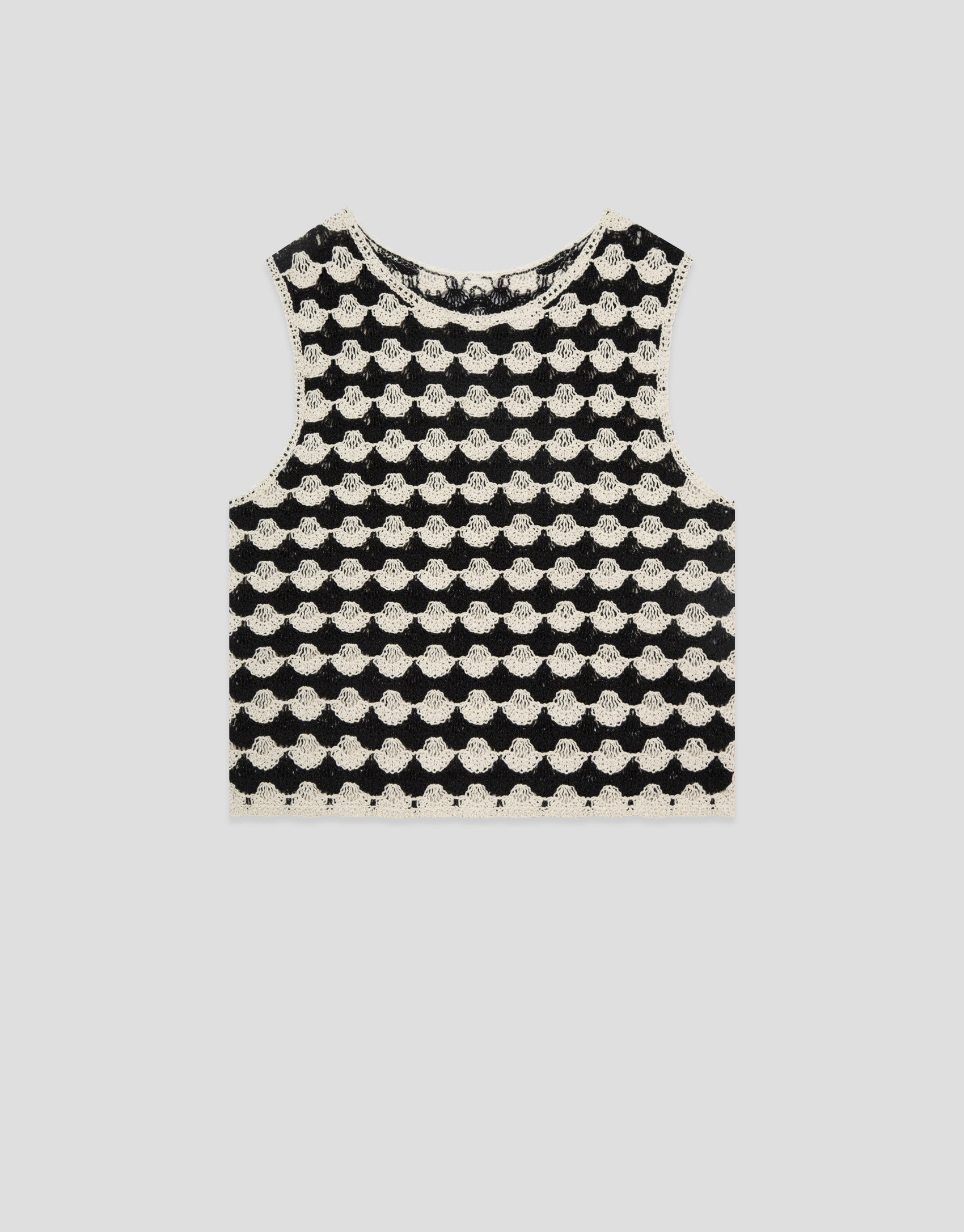 Beige and black mosaic knit crop top - Woman | Roberto Verino