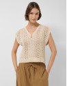 Beige vest-style top with textured knit - Woman | Roberto Verino
