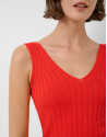 Red ribbed armhole top - Woman - SS2026 | Roberto Verino