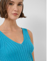 Blue ribbed armhole top - Woman - SS2026 | Roberto Verino