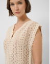 Beige vest-style top with textured knit - Woman | Roberto Verino
