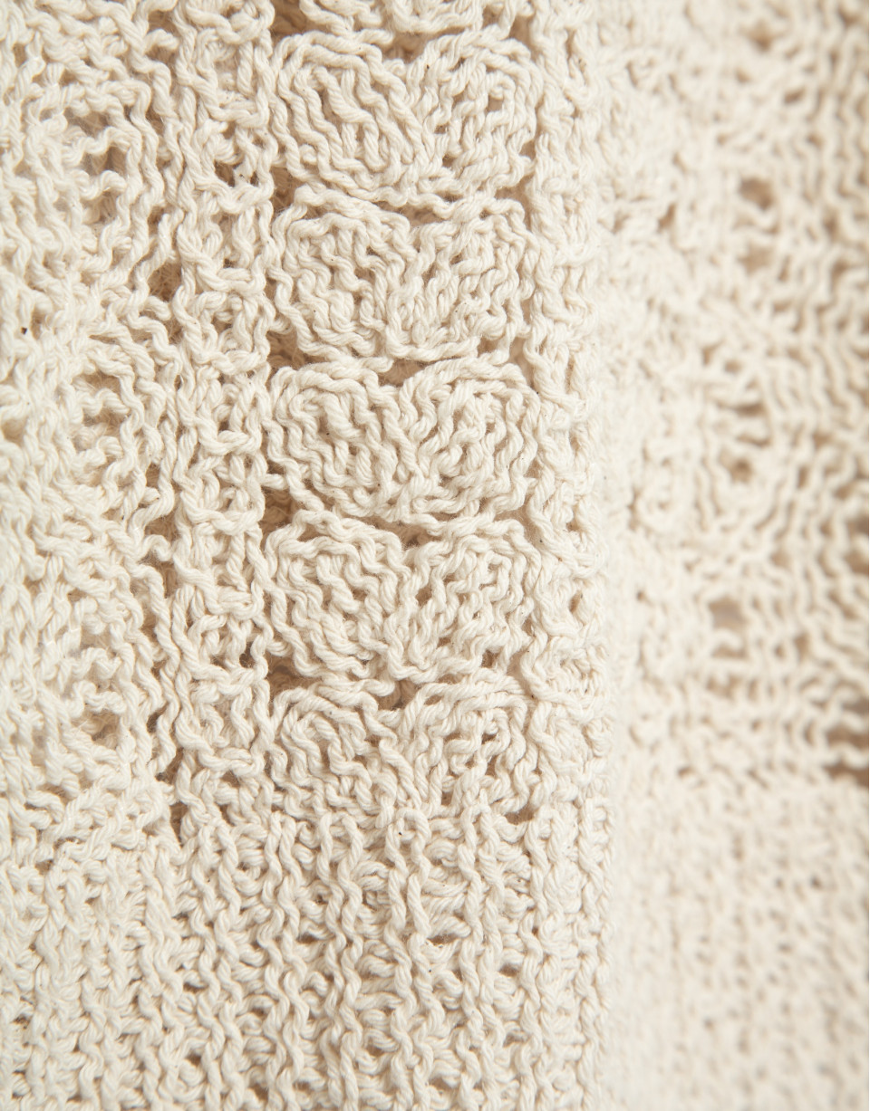 Beige vest-style top with textured knit - Woman | Roberto Verino