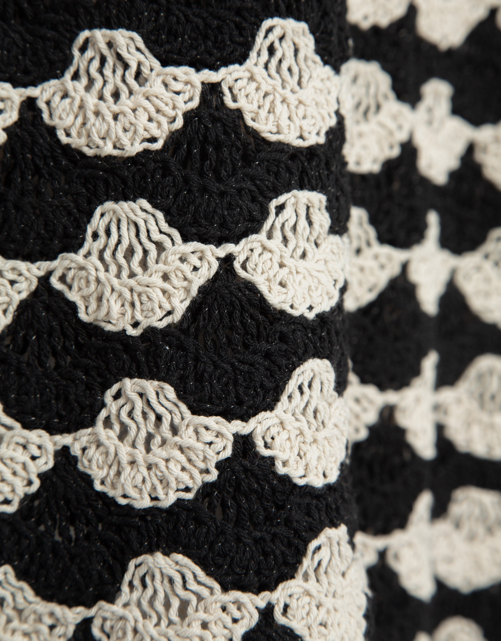 Beige and black mosaic knit crop top - Woman | Roberto Verino