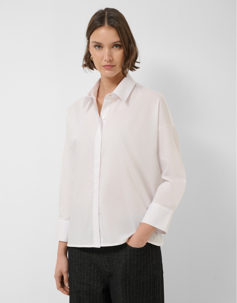 Camisa oversize blanca manga ranglán - Mujer | Roberto Verino