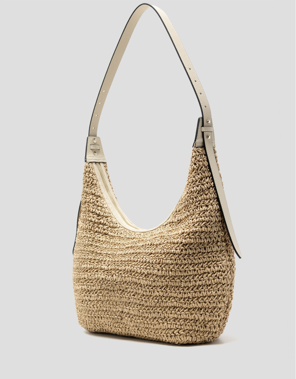 Jimena Hobo shoulder bag in ecru - Woman | Roberto Verino