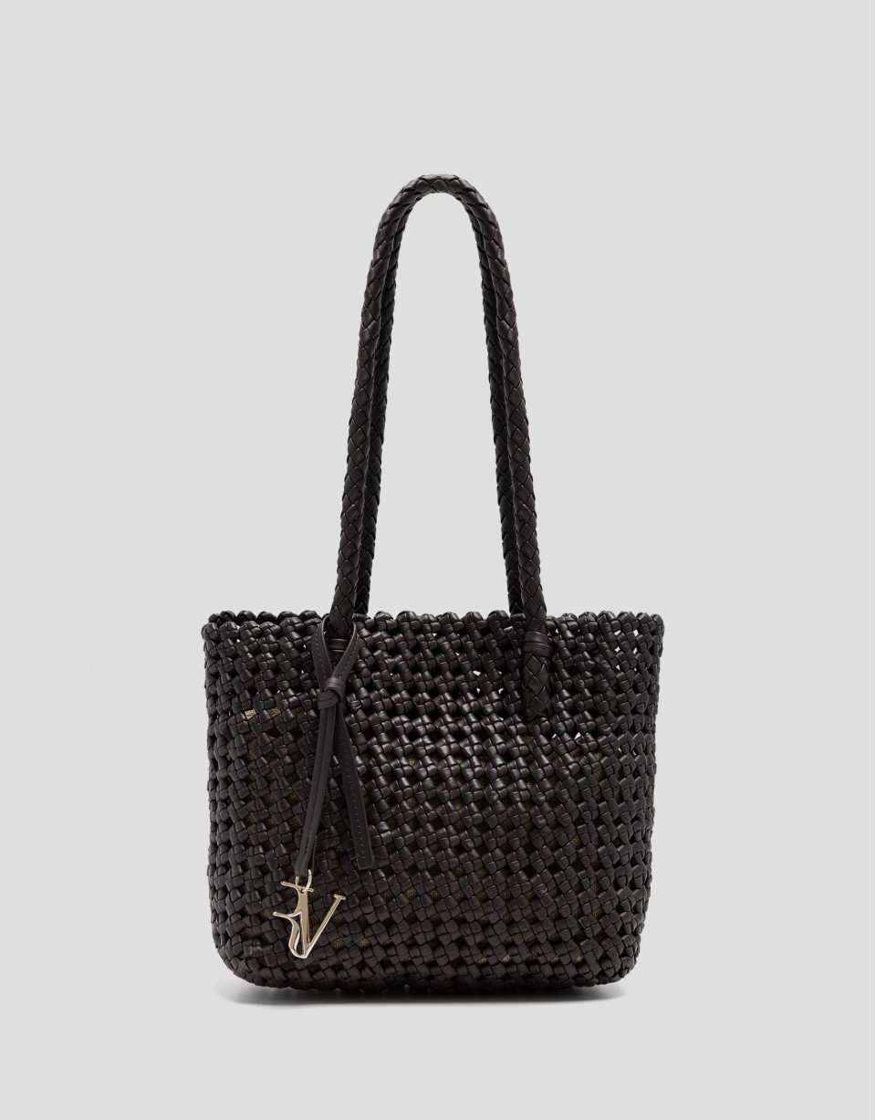 Paola Mini Shopper knotted leather shoulder ... | Roberto Verino