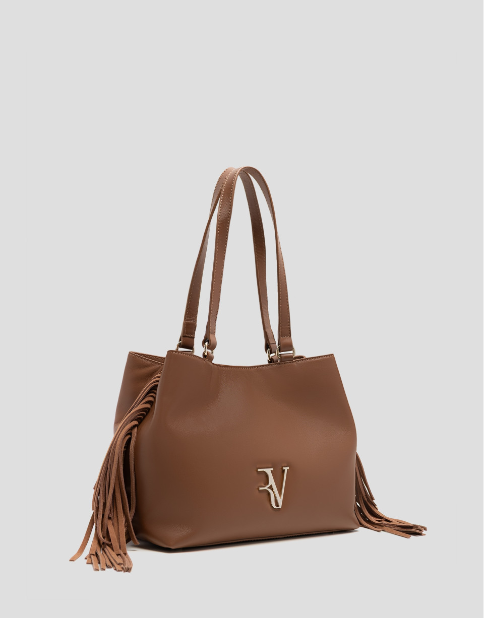 Bolso de hombro Cleo Hobo piel cámel - Mujer | Roberto Verino
