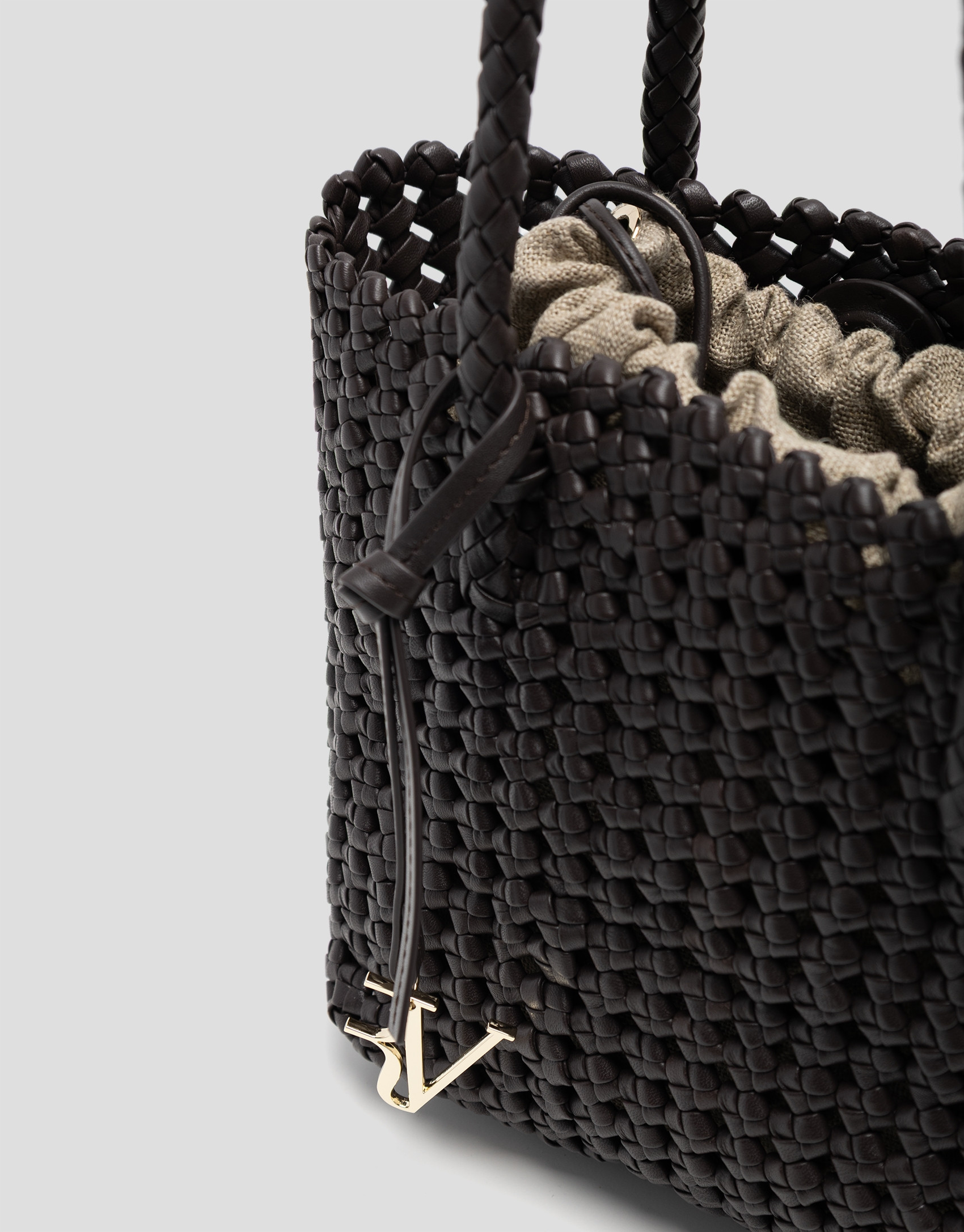 Paola Mini Shopper knotted leather shoulder ... | Roberto Verino