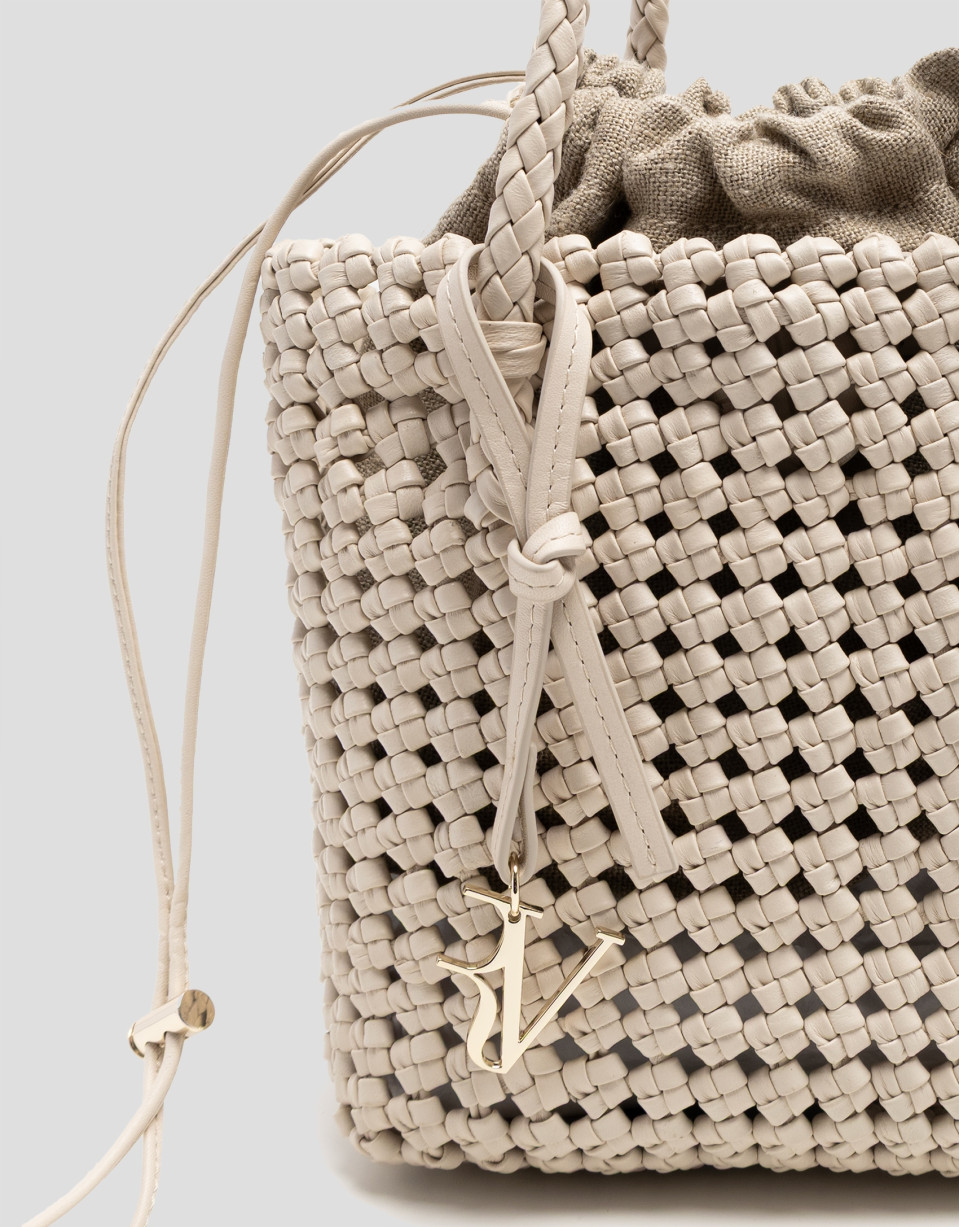 Paola Mini Shopper shoulder bag in ecru ... | Roberto Verino