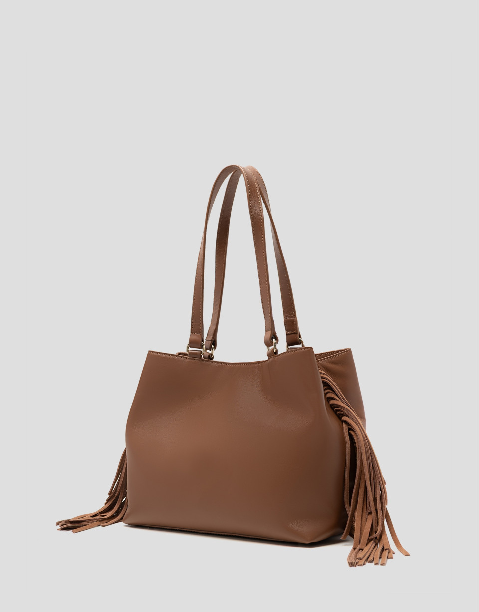 Cleo Hobo shoulder bag in camel leather - Woman | Roberto Verino