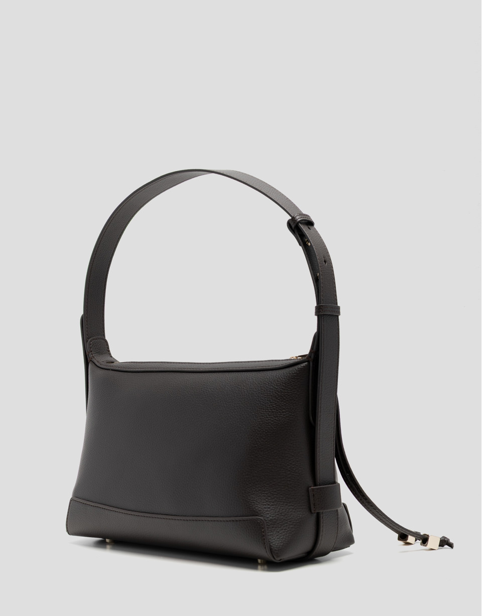 Lila shoulder bag in dark brown leather - Woman | Roberto Verino