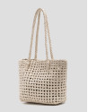 Paola Mini Shopper shoulder bag in ecru ... | Roberto Verino