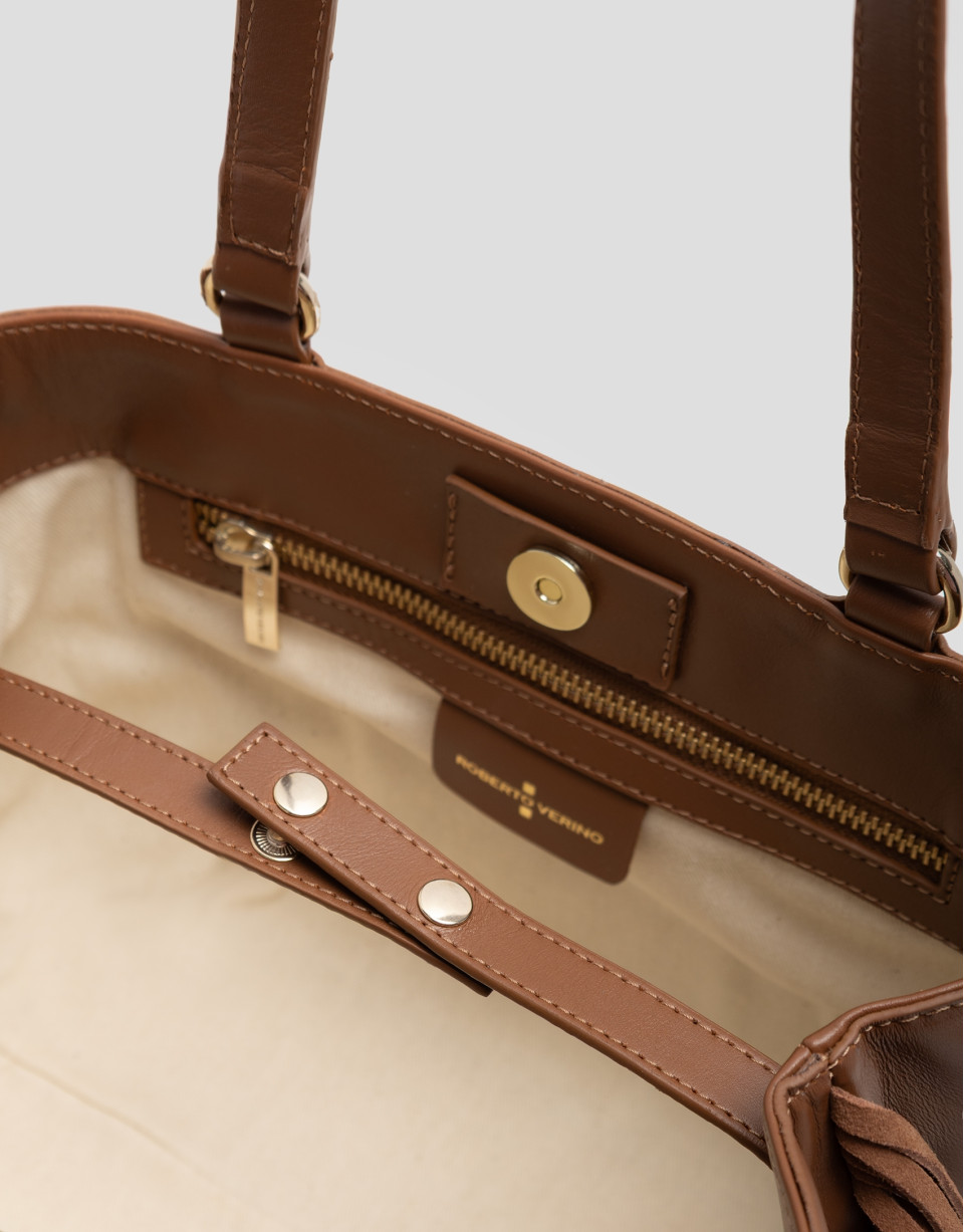 Cleo Hobo shoulder bag in camel leather - Woman | Roberto Verino