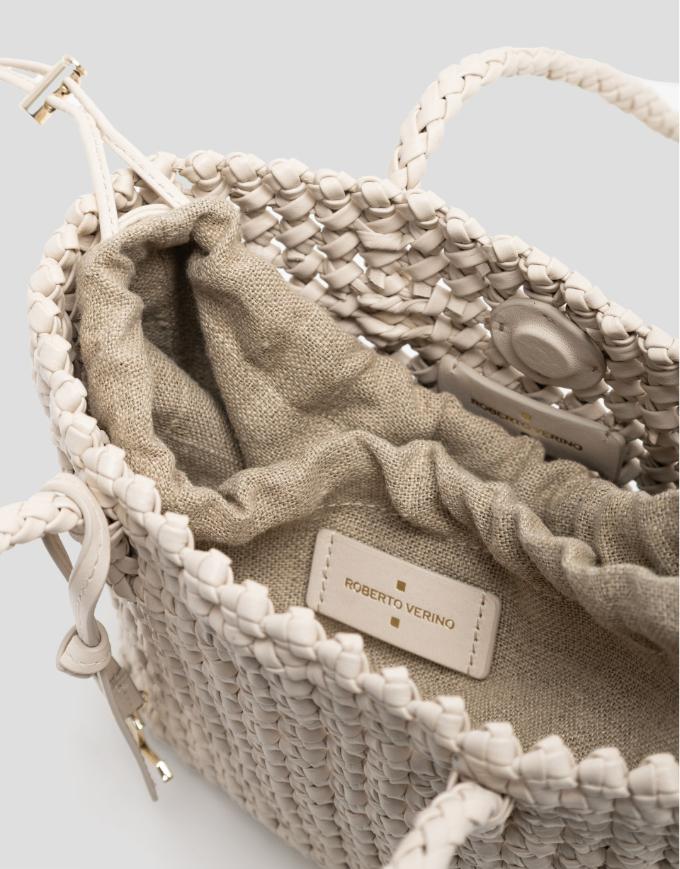Paola Mini Shopper shoulder bag in ecru ... | Roberto Verino