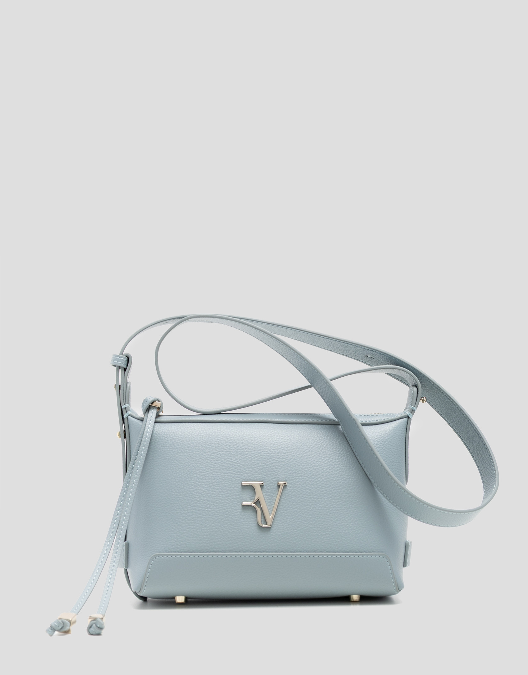 Lila mini shoulder bag in light blue leather | Roberto Verino