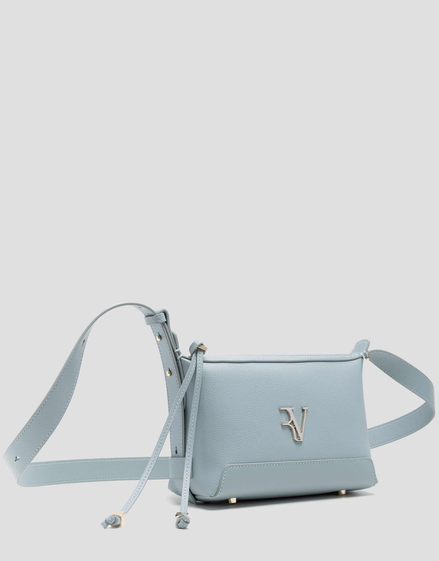 Lila mini shoulder bag in light blue leather | Roberto Verino