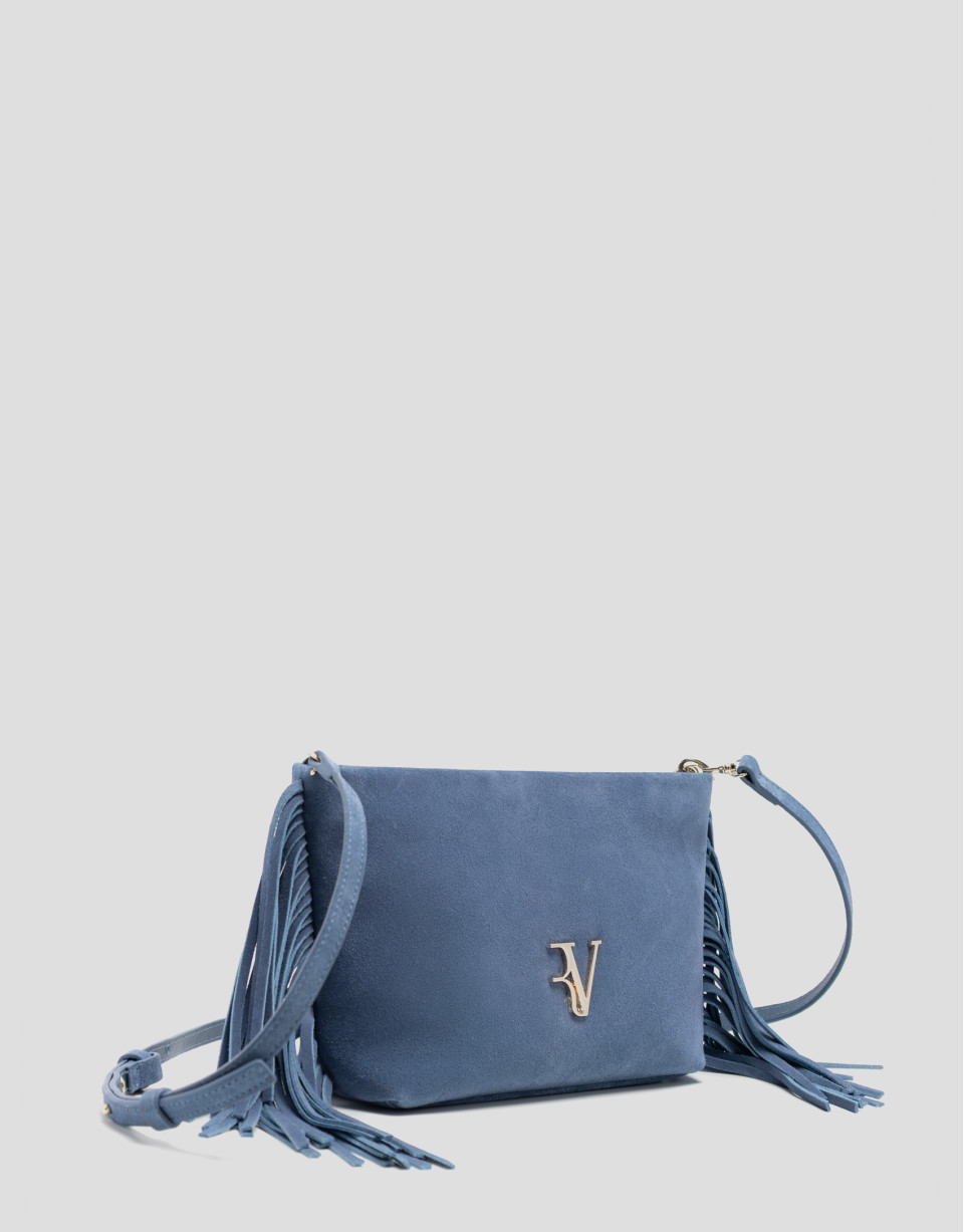 Cleo blue suede shoulder bag - Woman - SS2026 | Roberto Verino