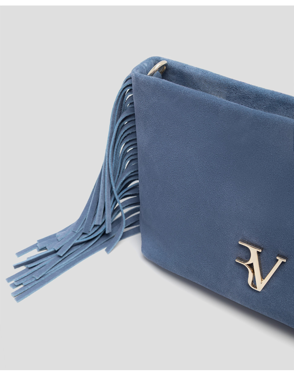 Bolso bandolera Cleo ante azul - Mujer - PV2026 | Roberto Verino
