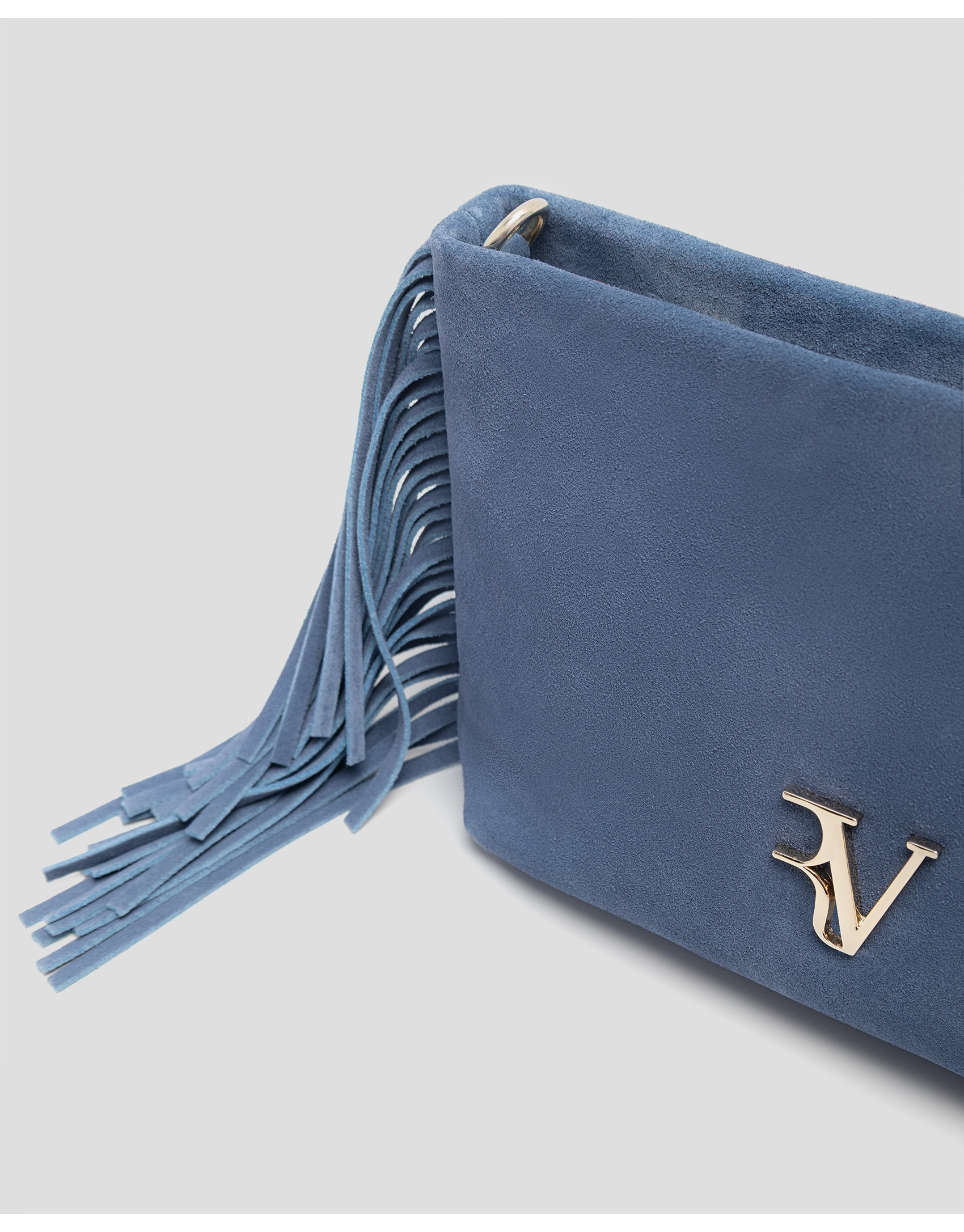 Cleo blue suede shoulder bag - Woman - SS2026 | Roberto Verino