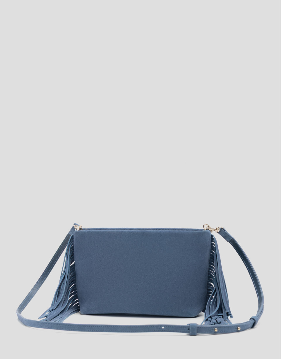 Cleo blue suede shoulder bag - Woman - SS2026 | Roberto Verino