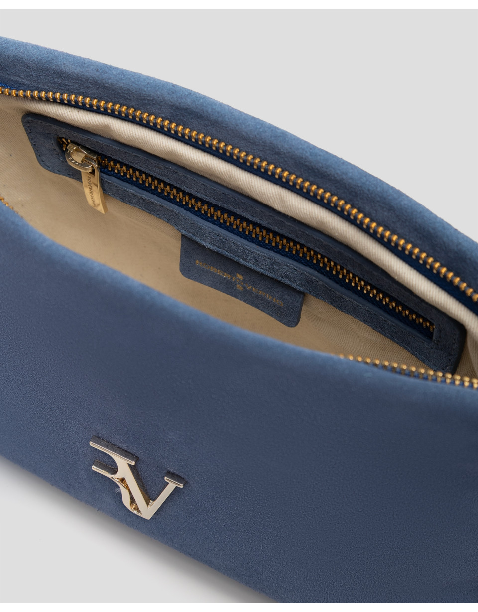 Cleo blue suede shoulder bag - Woman - SS2026 | Roberto Verino