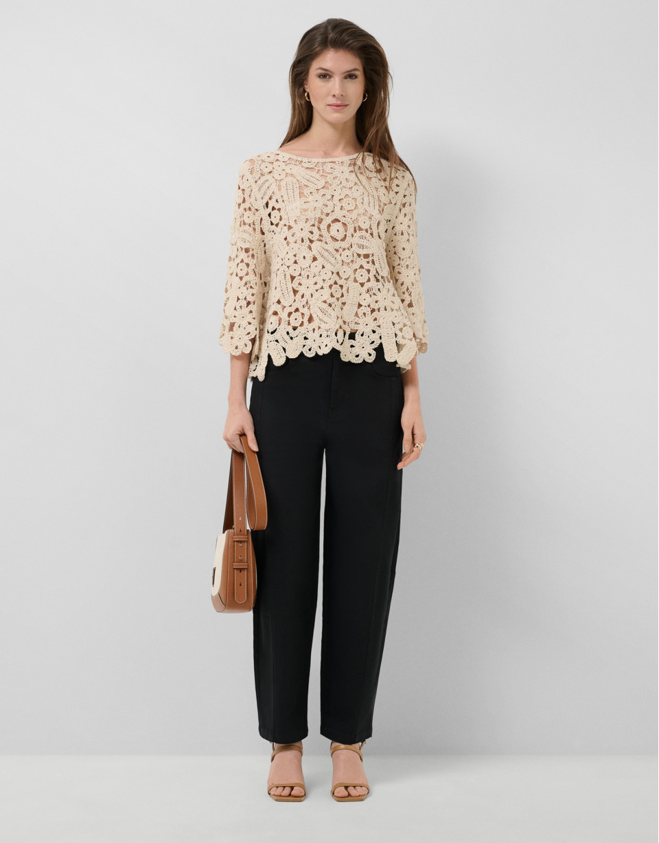 Black cotton balloon trousers - Woman - SS2026 | Roberto Verino
