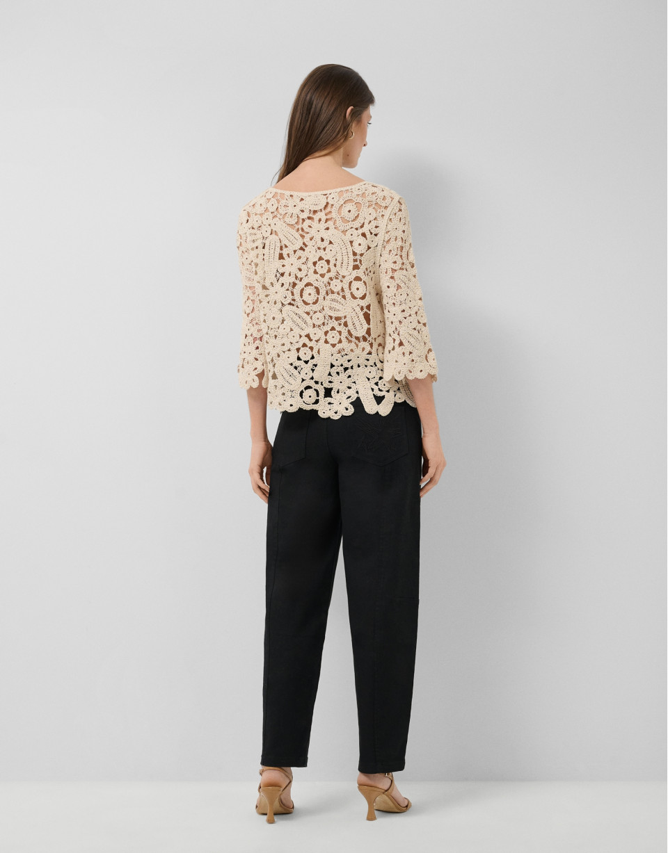 Pantalón corte balloon algodón negro - Mujer | Roberto Verino