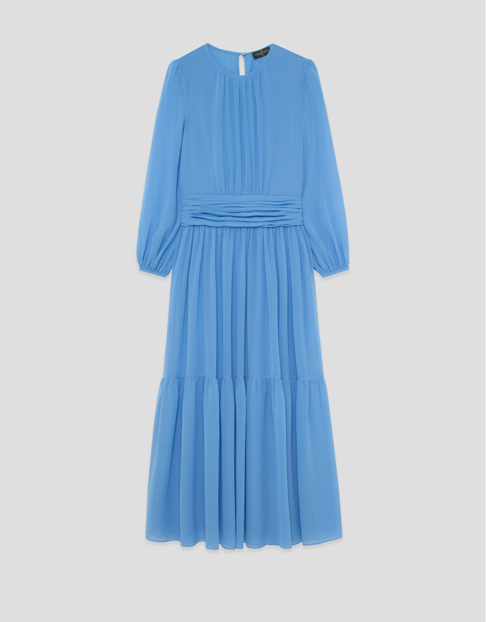Blue gathered maxi dress - Woman - SS2026 | Roberto Verino