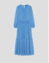 Vestido largo fruncido azul - Mujer - PV2026 | Roberto Verino