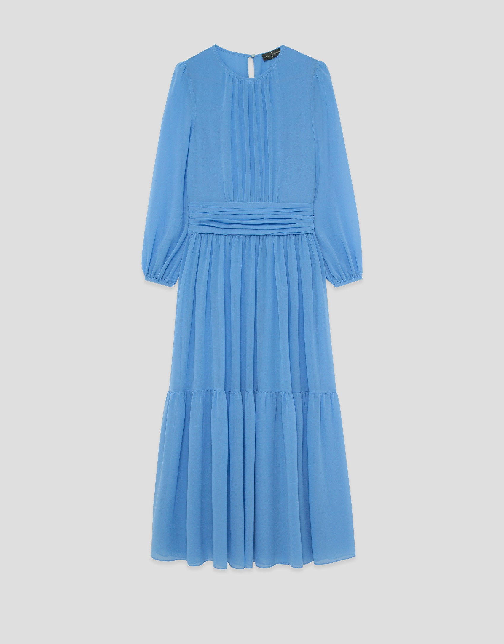Blue gathered maxi dress - Woman - SS2026 | Roberto Verino