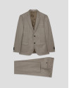 Half canvas slim fit suit in dark mink faux ... | Roberto Verino