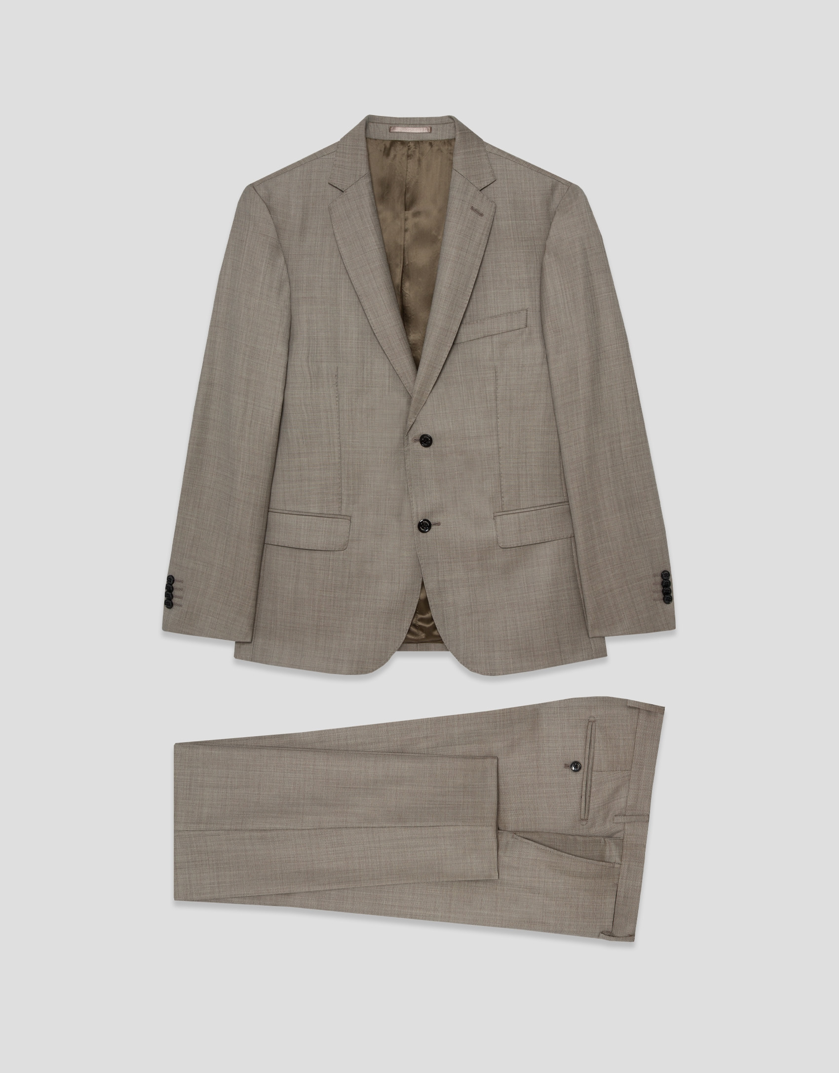 Half canvas slim fit suit in dark mink faux ... | Roberto Verino