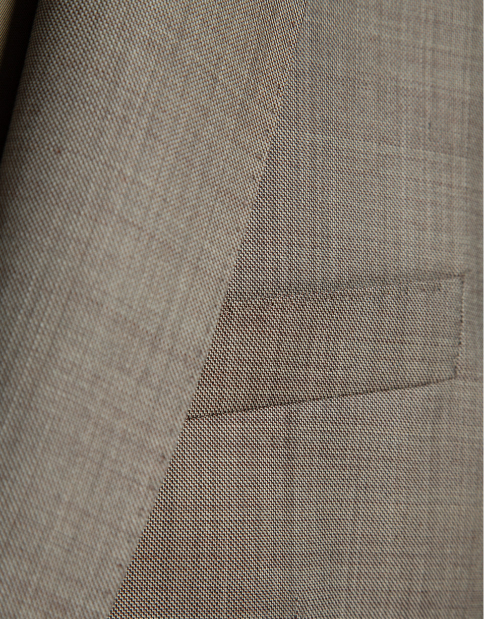 Half canvas slim fit suit in dark mink faux ... | Roberto Verino