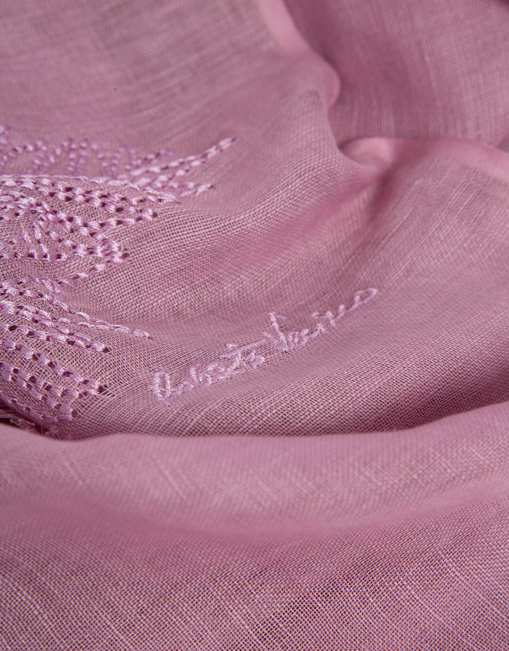 Fular lino/algodón rosa con estampado flores | Roberto Verino